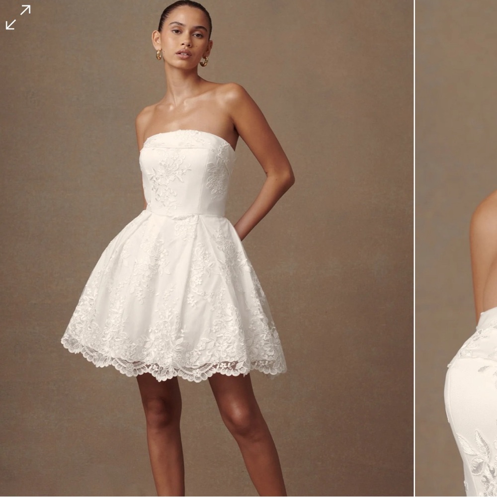 Eileen White Lace Mini Dress - size: XL